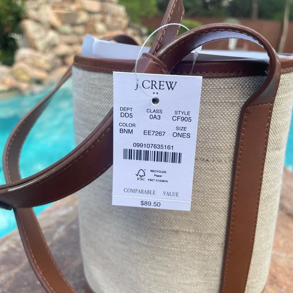 J. Crew Factory Canvas Bucket Bag NWT
